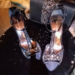 CLUTCH&SLING,GLAMORE &BLING,. Ann Taylor sexy,satin bejeweled sling&matching bag